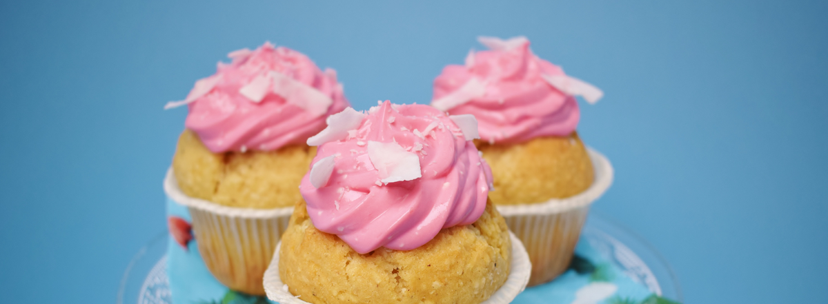 Cupcakes on blue background
